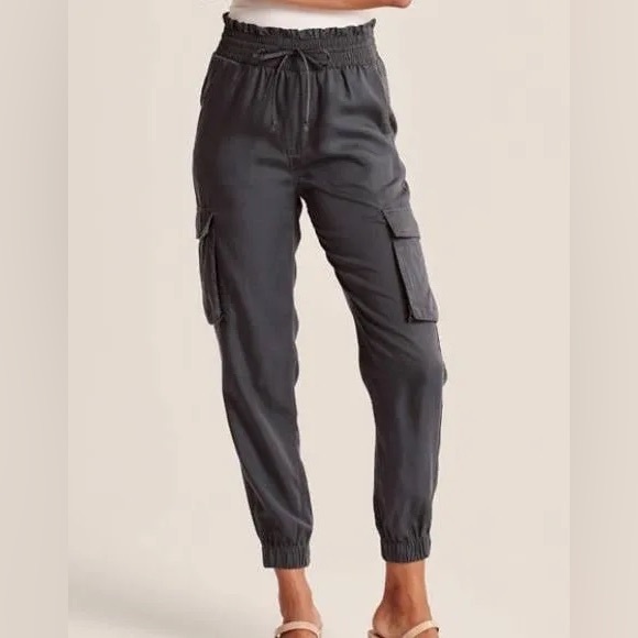 Abercrombie & Fitch Pants - Abercrombie & Fitch Linen W’s Pull on High Waisted Cargo Jogger Pants-size XS R